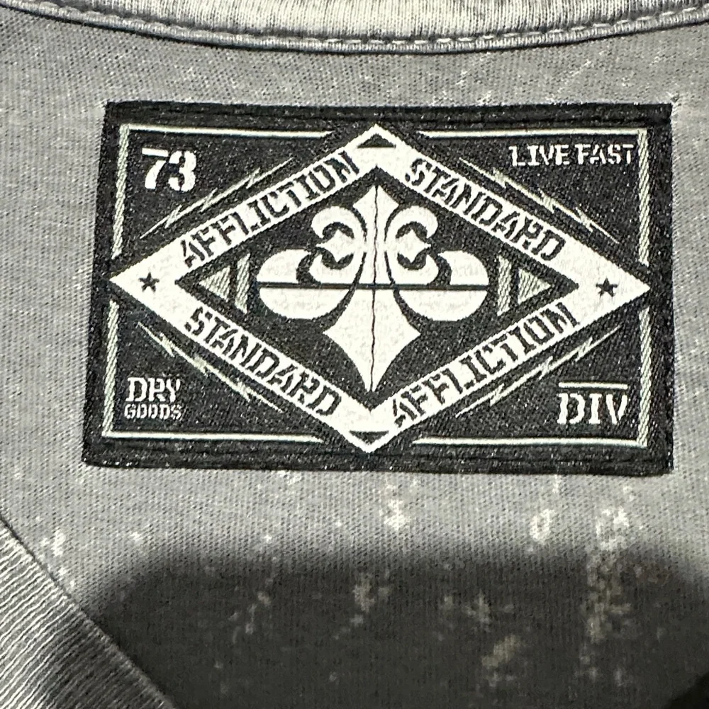 Affliction Gray T-Shirt with Patch and Stitch Detail - Picture 3 of 7